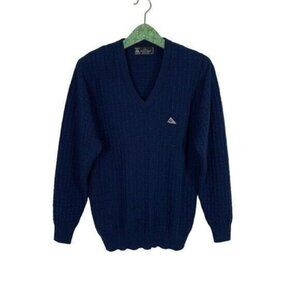 Monte Carlo Mens Sweater 38 Blue Wool Knit Classic Preppy Winter Workwear‎
